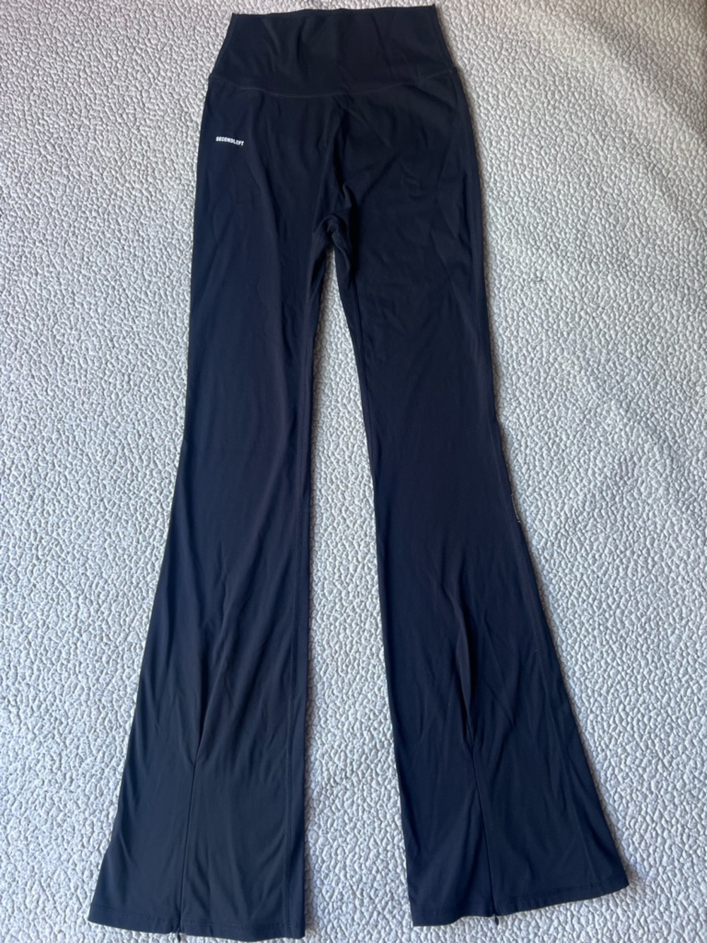 Secondleft High Waisted Flare Zip Yoga Leggings Pants Black Classic Size Small